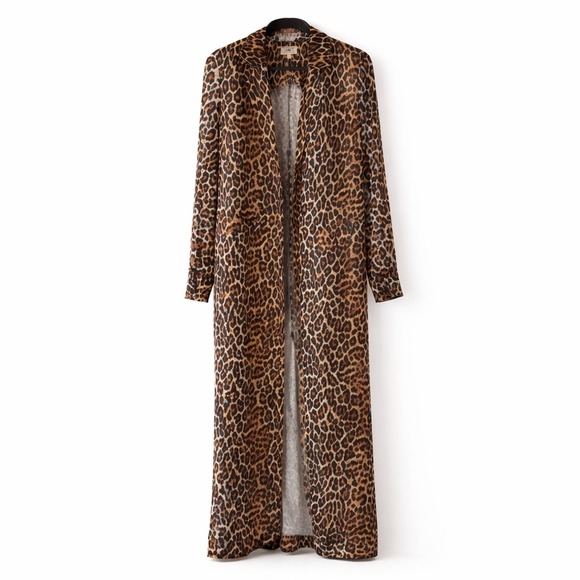 LPA Revolve Sienna Leopard Open Front Luxury Duster Coat Mob Wife Glam Small - Picture 1 of 10
